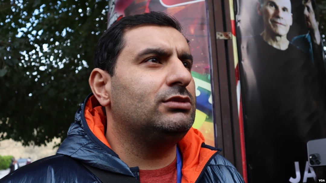 FILE - Rufat Safarov is a former prosecutor who heads the Defense Line human rights organization. He attributed his recent detention to being nominated for a human rights award in the United States.