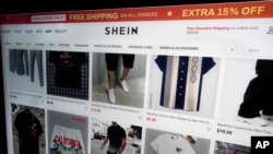 แฟ้ม - เพจเว็บไซต์ Shein ในนิวยอร์ก เมื่อ 23 มิ.ย. 2023 (AP Photo/Richard Drew, File)