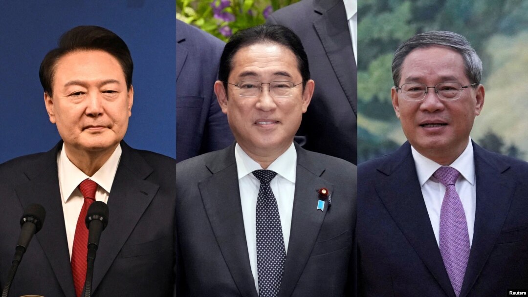 윤석열 한국 대통령 · 기시다 후미오 일본 총리 · 리창 중국 총리.
