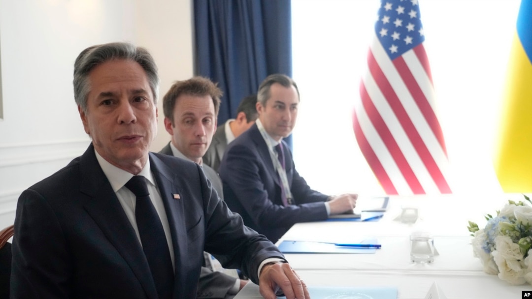 U.S. Secretary of State Antony Blinken attends a bilateral meeting with Ukraine Foreign Minister Dmytro Kuleba on the sidelines of the G7 foreign ministers meeting on Capri Island, Italy, April 18, 2024.
