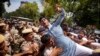 Police detain a member of the youth arm of India's Congress Party during a protest near Parliament House in New Delhi, India, July 20, 2023. The protest was against deadly ethnic clashes in the country's northeast after a video showed two women being assaulted by a mob.