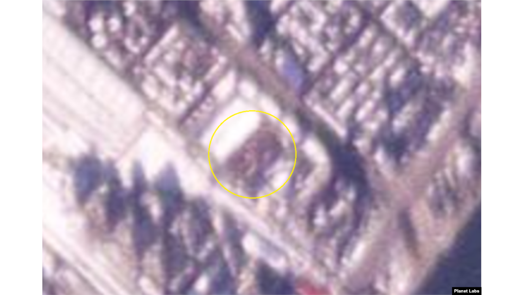단둥 세관 일대를 촬영한 12일 자 위성사진. 세관 야적장이 차량으로 가득하다. 사진=Planet Labs