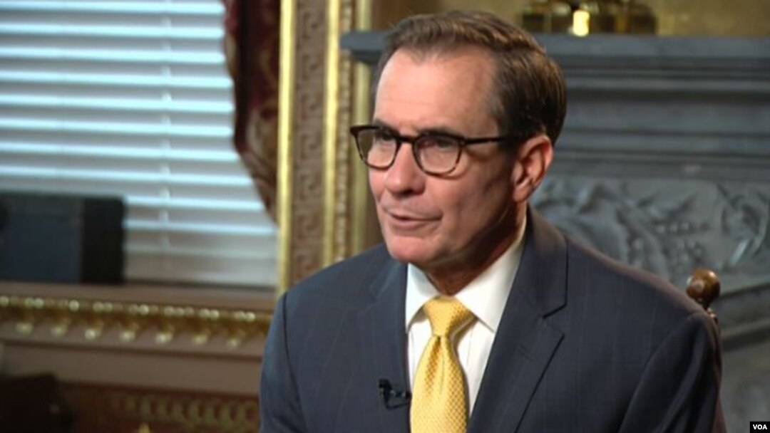 John Kirby, director of strategic communications for the National Security Council, speaks during an exclusive interview with VOA, in this screengrab on July 27, 2023.