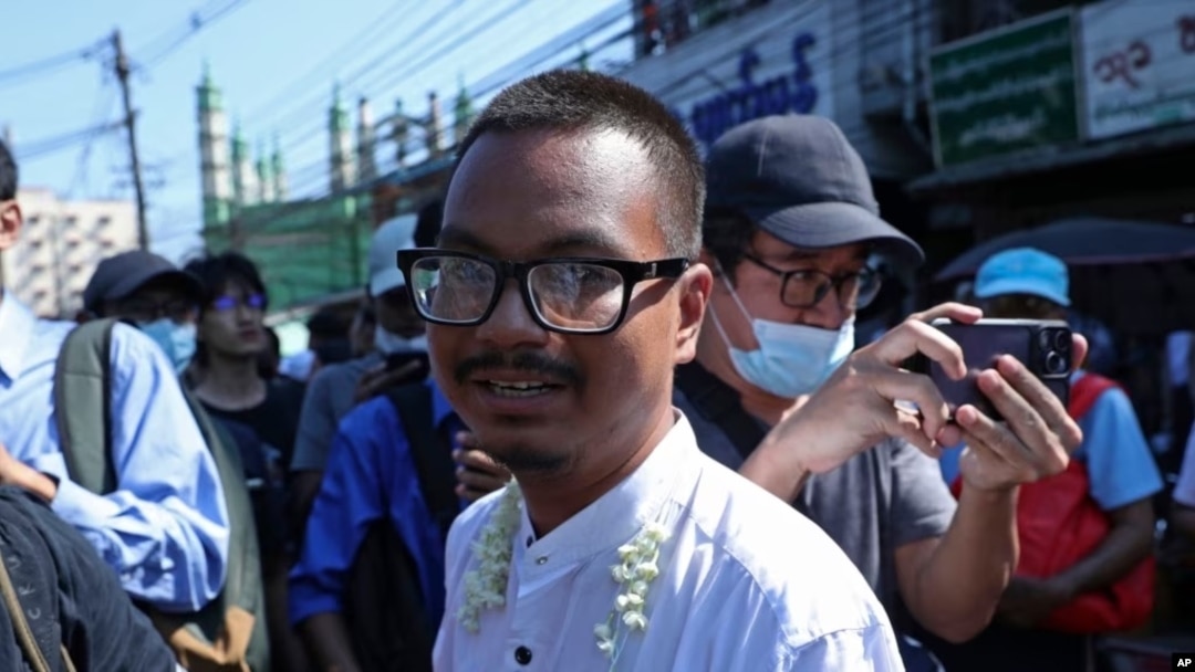 Photojournalist Kaung Sett Lin is released from Insein Prison in Yangon, Myanmar, on Jan. 4, 2024. 