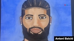 Retrato del rapero y compositor estadounidense Drake pintado por Romeo, que se ha convertido en una de las pinturas preferidas del artista colombiano.