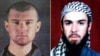 This combination of pictures created, April 17, 2019, shows at left a Feb. 6, 2002, police photo of John Walker Lindh and at right a Feb. 11, 2002, photograph of him from the records of the Arabia Hassani Kalan Surani Bannu madrassa in Bannu, Pakistan.