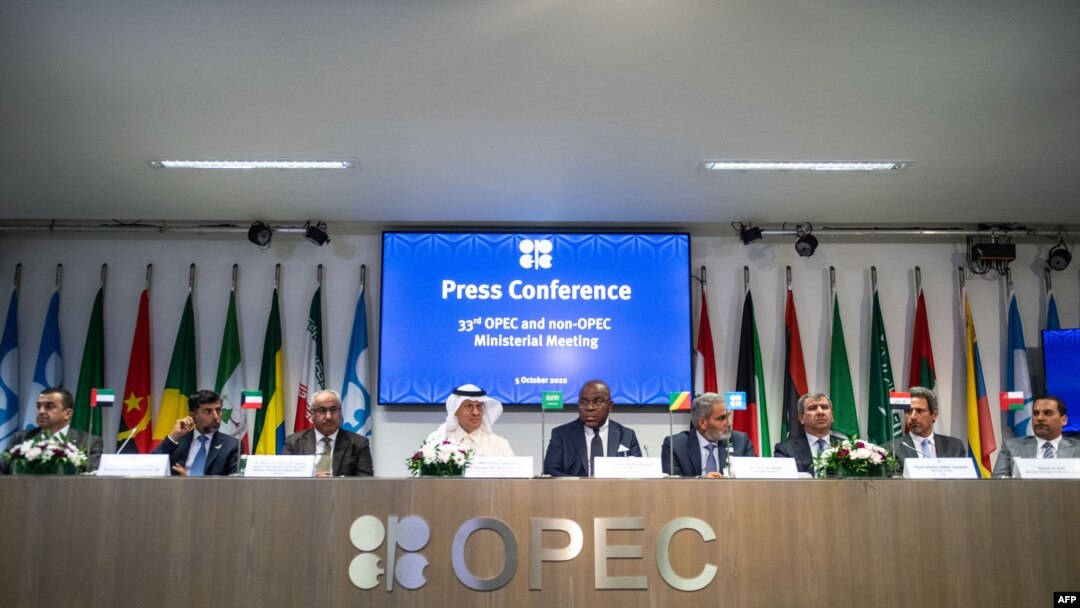 지난 5일 오스트리아 빈에서 열린 오펙플러스(OPEC+) 회의 직후 참석자들이 기자회견하고 있다. (자료사진)