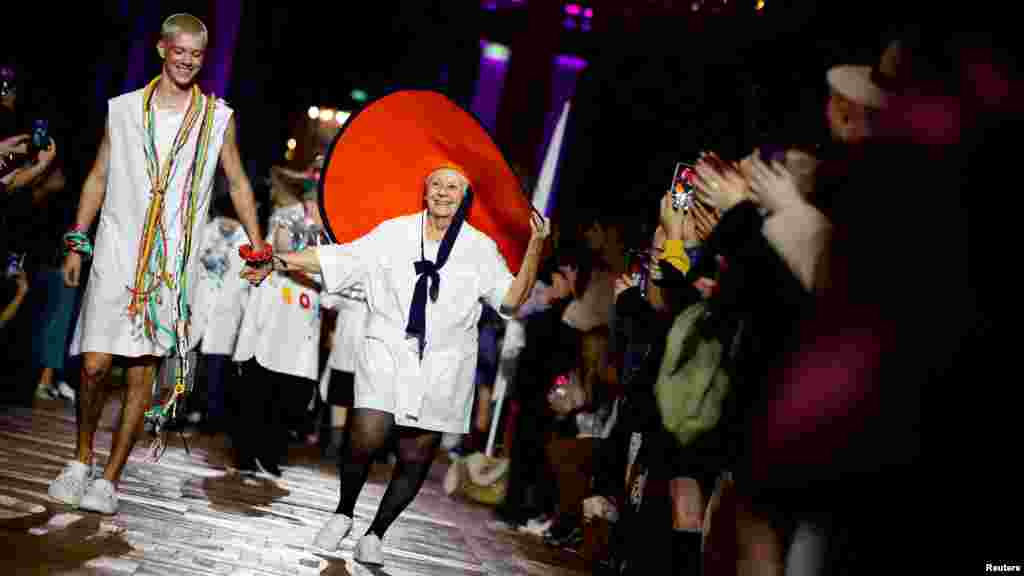 Models present creations by fashion school students of L&#39;Institut Superieur des Arts Appliques as part of a fashion show named &quot;Another Look at Old Age&quot; organized by the Petits Freres des Pauvres Association to promote a more inclusive stance on age in Paris.