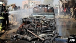 Mabaki ya gari lililopigwa bomu nchini Syria kwenye picha ya maktaba. Oktoba 11, 2021.