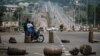 Baricades set by supporters of Kenyan presidential candidate Raila Odinga are seen a day after they protested against election results that gave candidate William Ruto, the incumbent deputy president, the majority of votes, in Kisumu, Kenya, Aug. 16, 2022.
