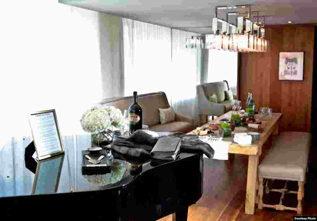 The piano and dining rooms of the presidential suite at Washington's Park Hyatt hotel. (Park Hyatt)