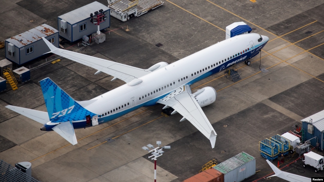 FILE - An aerial view of a Boeing 737 MAX 10 airplane parked at King County International Airport-Boeing Field in Seattle, Washington, U.S, June 1, 2022. 