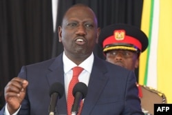 FILE - Kenya's President William Ruto speaks at the State House in Nairobi, Oct. 27, 2022.