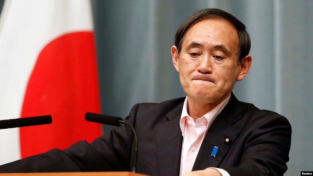 지난 5월 스가 요시히데 일본 관방장관 북-일 교섭 결과와 관련하여 기자회견을 가지고 있다. (자료사진)