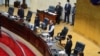 Presidente de la Asamblea Legislativa Ernesto Castro asiste a sesión extraordinaria del Congreso donde la Asamblea dictó el régimen de excepción en San Salvador , El Salvador, 27 de marzo de 2022.