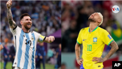 Foto-montagem de Messi (esq) e Neymar 