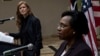USAID Administrator Samantha Power, left, speaks during a joint press conference with Kenya's public service cabinet secretary Margaret Kobia in Nairobi on July 22, 2022. 