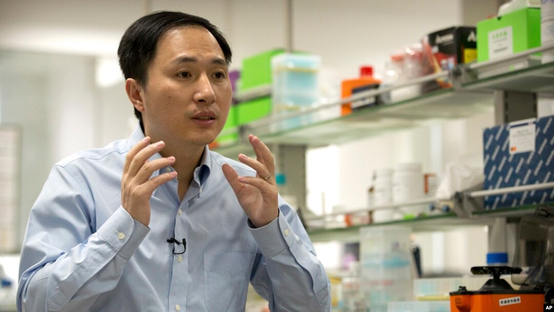 FILE - He Jiankui speaks during an interview at a laboratory in Shenzhen in southern China's Guangdong province, Oct. 10, 2018.