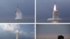 북한이 지난 2021년 10월 신형 잠수함발사탄도미사일(SLBM) 시험 발사에 성공했다며 관영매체를 통해 공개한 장면들. (자료사진)