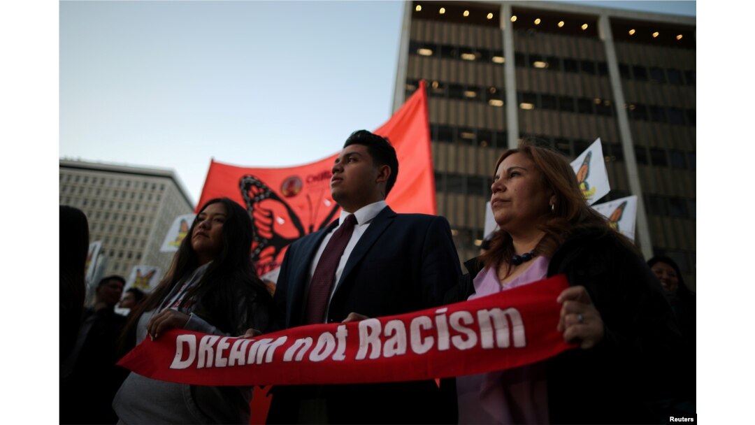 Protesta en Los Angeles a favor de una reforma de inmigración para beneficiarios de DACA y por una nueva ley DACA. Enero 22, 2018.