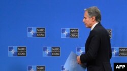 U.S. Secretary of State Antony Blinken leaves after a press conference during a NATO foreign ministers' meeting at the NATO headquarters in Brussels on Dec. 4, 2024.