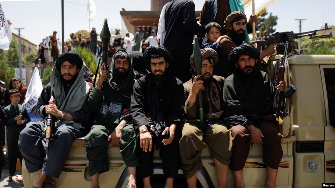 Taliban members are seen on the second anniversary of the fall of Kabul on a street near the US embassy in Kabul, Afghanistan, August 15, 2023. (REUTERS/Ali Khara)