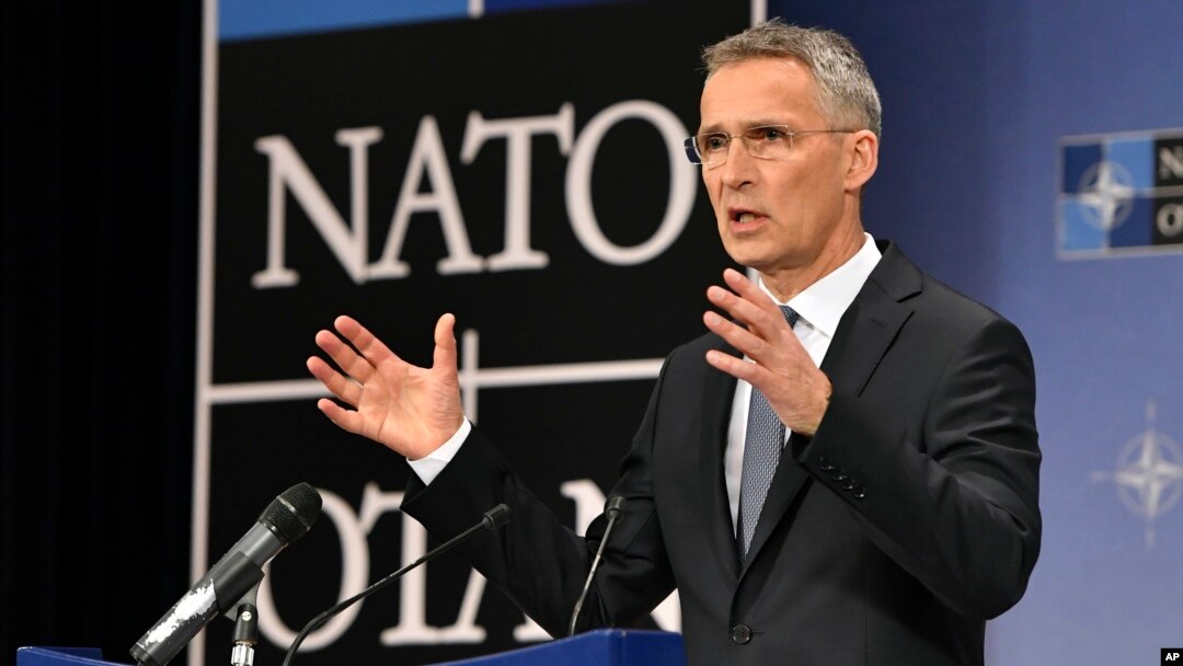 옌스 스톨텐베르크 북대서양조약기구(NATO) 사무총장이 26일 벨기에 브뤼셀의 NATO 본부에서 기자회견을 열었다.