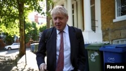 Former British Foreign Secretary Boris Johnson, who is running to succeed Theresa May as Prime Minister, leaves his home in London, Britain, May 30, 2019. 