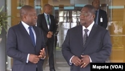 Filipe Nyusi e Ossumo Momade, líderes da Frelimo e Renamo