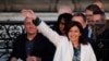 Paris mayor Anne Hidalgo arrives before delivering a speech after her victorious second round of the municipal election, June 28, 2020 in Paris. 