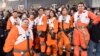 Fans dressed in character wait in the stands at the world premiere of "Star Wars: The Force Awakens" at the TCL Chinese Theatre on Monday, Dec. 14, 2015.