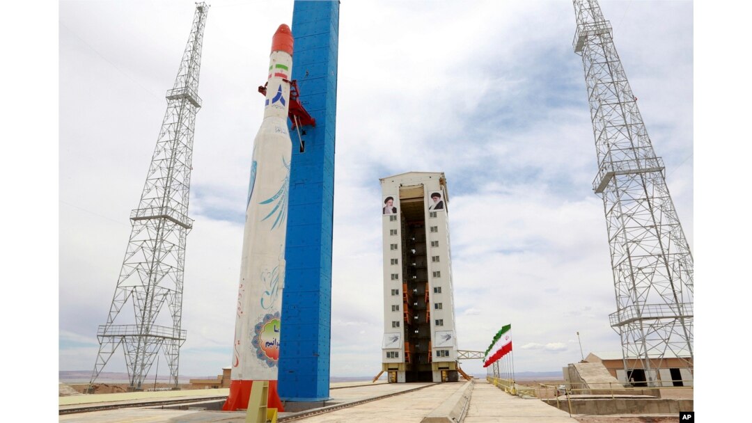 This photo, released by the official website of the Iranian Defense Ministry, July 27, 2017, claims to show the Simorgh satellite-carrying rocket at Imam Khomeini National Space Center in an undisclosed location in Iran.
