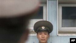 국경지역 감시 중인 북한군
