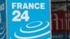 FILE - This photograph taken on April 9, 2019, shows the logo of the live news channel France 24 at Issy-les-Moulineaux, near Paris. 