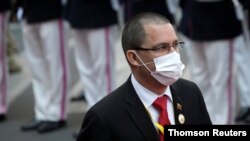 El canciller venezolano, Jorge Arreaza, durante toma de posesión del presidente boliviano Luis Arce.