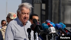 António Guterres em Rafah, na fronteira entre Egipto e Faixa da Gaza 