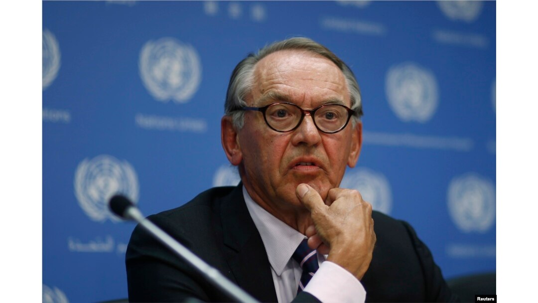 United Nations Deputy Secretary-General Jan Eliasson listens to reporters during a briefing about the situation in Gaza at the United Nations headquarters in New York, July 30, 2014.