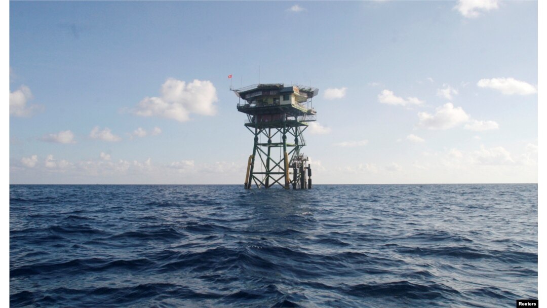 FILE - A Vietnamese floating guard station is seen on Truong Sa islands, or Spratly island.