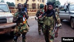 Combatentes da Seleka na chegada a Bangui, Mar 2013