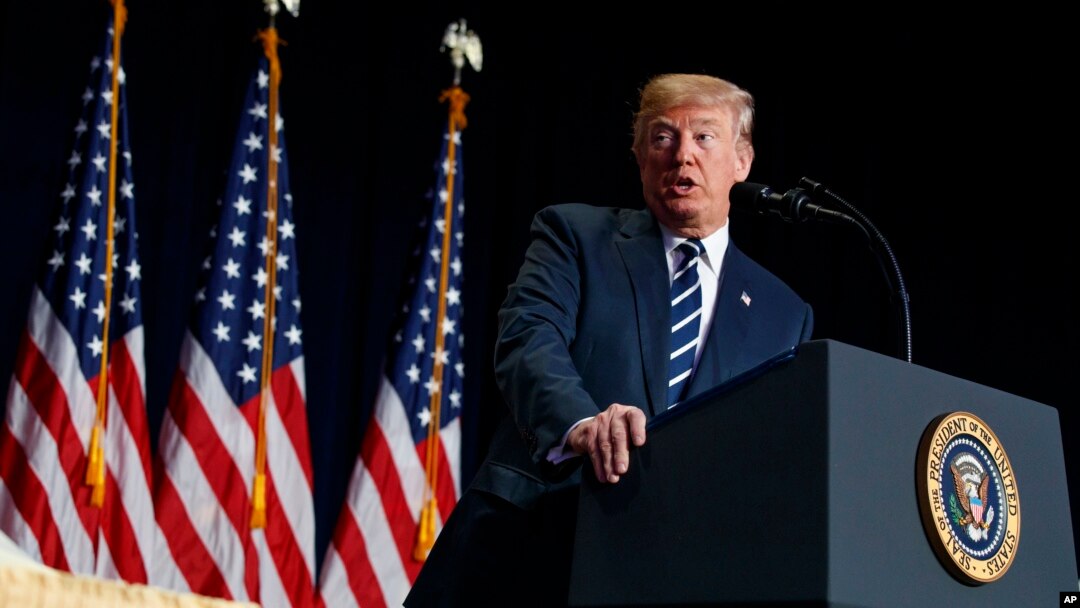 President Donald Trump speaks during the National Prayer Breakfast, Feb. 8, 2018, in Washington. 