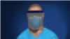3D model of health care worker wearing face shield and mask