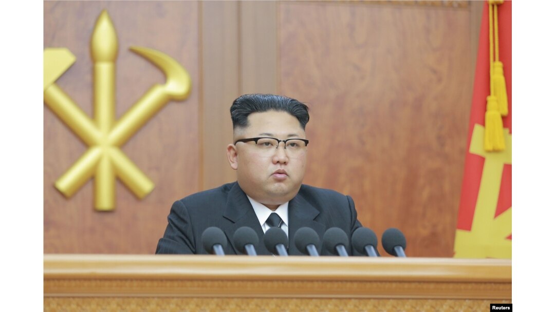 김정은 북한 국무위원장이 1일 신년사를 발표하고 있다.