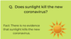 WHO infographic on sunlight and COVID-19