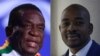Presidente do Zimbabué, Emmerson Mnangagwa (e); líder da Coligação de Cidadãos para a Mudança (CCC), Nelson Chamisa