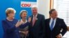 German Chancellor Angela Merkel, German Defence Minister Ursula von der Leyen, Volker Bouffier and Armin Laschet, Minister President of North Rhine-Westphalia attend a Christian Democratic Union (CDU) leadership meeting in Berlin, Germany, Oct. 15, 2018. 