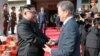 South Korean President Moon Jae-in shakes hands with North Korean leader Kim Jong Un during their summit at the truce village of Panmunjom, North Korea, May 27, 2018.