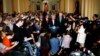 Senate Majority Leader Mitch McConnell of Kentucky, center, speaks during a news conference on Capitol Hill in Washington, July 18, 2017.
