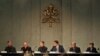 From left, Rev. Hans Zollner, Mons. Charles Scicluna, Cardinal Blase J. Cupich, Vatican Spokesperson Alessandro Gisotti, Rev. Federico Lombardi and Sister Bernadette Reis give a press conference on a Vatican summit on preventing clergy sex abuse, at the Vatican, Feb. 18, 2019.