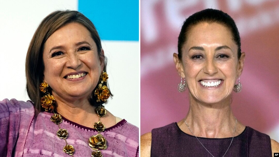 ARCHIVO - Esta combinación muestra a las candidatas a la presidencia de México, Xóchitl Gálvez (izq) y Claudia Sheinbaum (der) en la Ciudad de México, en julio y septiembre de 2023. 