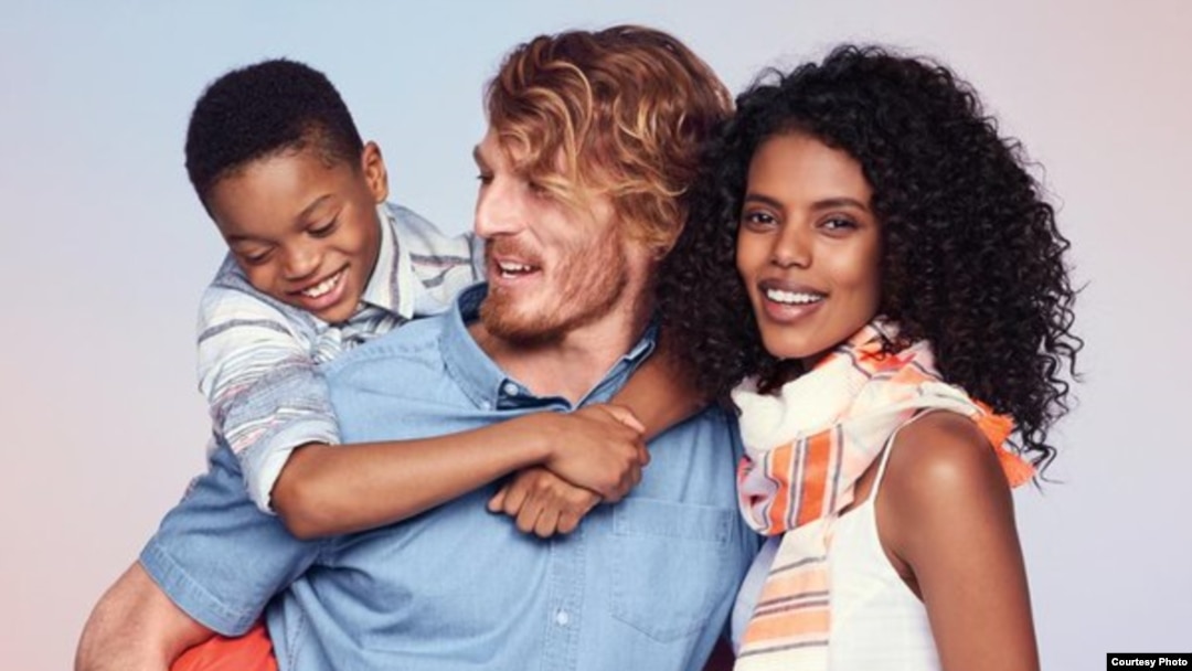 Actors portray a biracial family in an ad for the Old Navy clothing retailer. (Courtesy Old Navy)